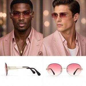 Sunglasses Men Retro Gold Shades Unique Style Sophistication City Street Walking